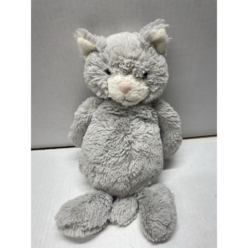 Jellycat London Retired Gray Bashful Kitten Kitty Cat White Face Plush 11" Soft